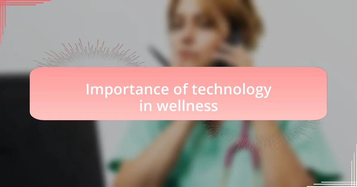 Importance of technology in wellness